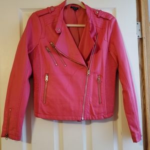 Hot pink faux leather jacket